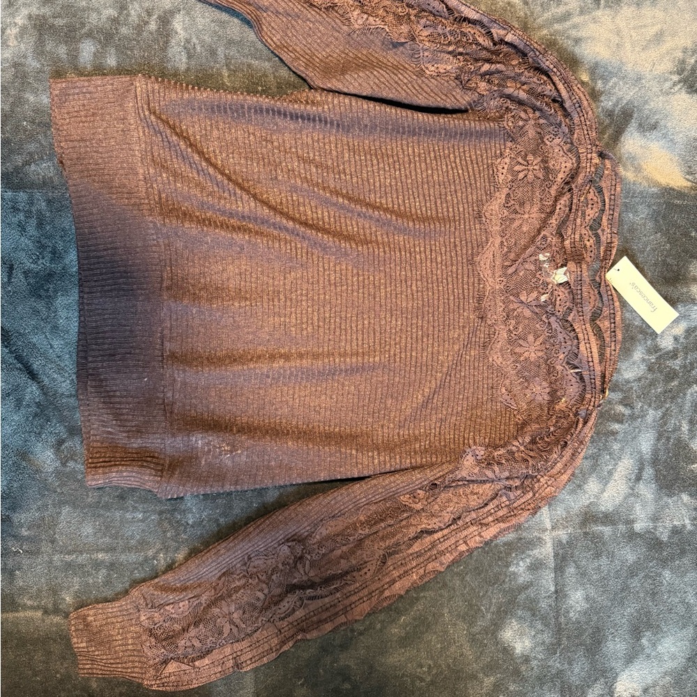 Brown Lace Sweater
